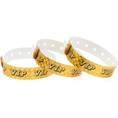Okuna Outpost 100 Pack VIP Wristbands, Gold Bracelets for Events (9.75 x 0.65 in)