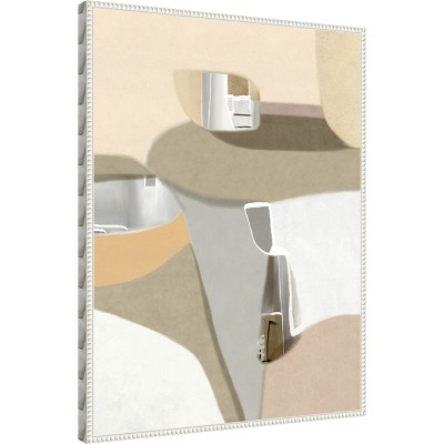 Sylvie Beaded White Abstract Canvas Framed Wall Art 23 x 30