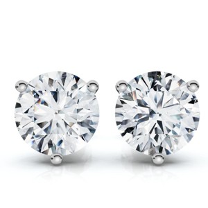 Pompeii3 1.50Ct TW Round Diamond Martini Studs 3-Prong 14k Gold Lab Created - 1 of 4