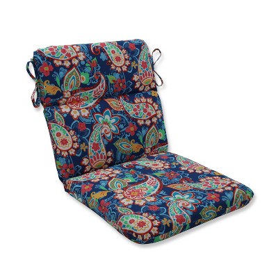 Paisley Party Rounded Corners Outdoor Chair Cushion Blue - Pillow Perfect