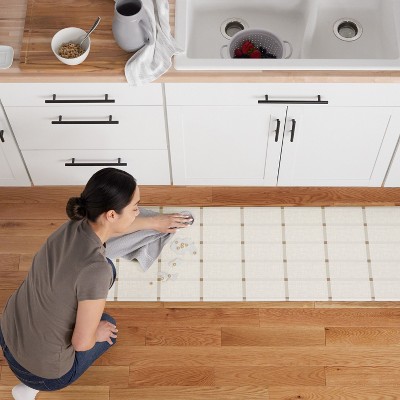 Beige Geometric Memory Foam Anti-Fatigue Mat, 18" x 39"