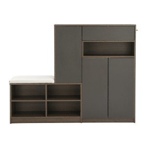 RISOKEYS 2-in-1 Multi-functional Shoe Rack with Padded Seat, Versatile Shoe Storage Solution with Adjustable Shelves for Hallway - 1 of 4