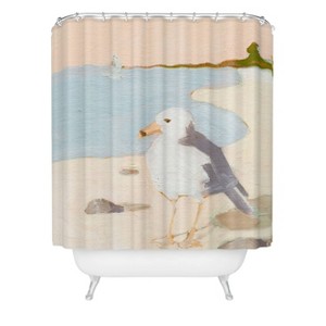 Deny Designs Sabina Fenn Illustration Seagull Shower Curtain Orange - 1 of 3