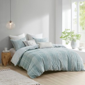 Full/Queen 3 Piece Cotton Jacquard Duvet Cover Set - 1 of 1
