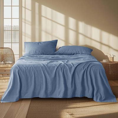 Cotton Sheets Set, Blend from Linen Cotton Bedsheets, GentleSoft™ & Breathable Bedsheets with 16 Inches Pocket, Gifts for All Seasons