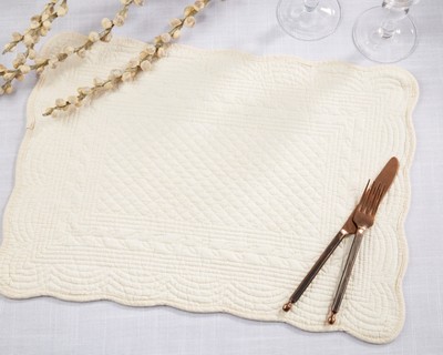 Ivory Quilted Cotton Rectangle Placemats Set of 4