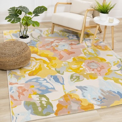 Rug Branch Contemporary Botanical Yellow Indoor Area Rug