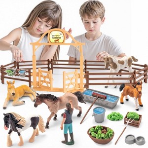 8-Piece Realistic Farm Animal Figurines Set, Plastic Barn Toys with Horse, Cow, Sheep and Pig - 1 of 4