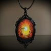Gothic Bat Glass Pendant Necklace With Rope Chain For Punk Witch Victorian Jewelry Accessories - 3 of 4