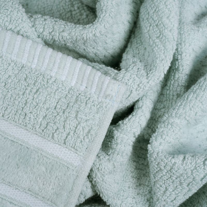 Combed Cotton Towel Set- Rice Weave 100% Combed Cotton 6 Piece Set With 2 Bath Towels, 2 Hand Towels and 2 Washcloths by Hastings Home- Seafoam, 5 of 6