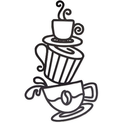 Okuna Outpost Metal Coffee Cups Wall Sign, Home Kitchen Décor, Black (8.8 x 14 Inches)
