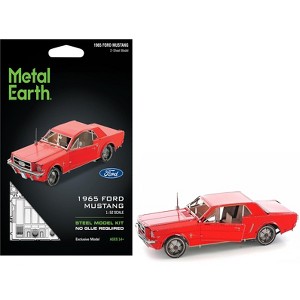 Model Kit 1965 Ford Mustang Red (Moderate Difficulty) Steel Model by Metal Earth - 1 of 4