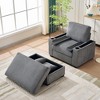 TIRAMISUBEST 55" Oversized Chaise Lounge Chair with Ottoman and Storage, with Cup Holder,Mobile Phone Stand&USB Charging Port, Gray - 2 of 4