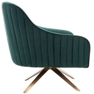 Emerald Velvet Swivel Arm Chair with Gold Brushed Base