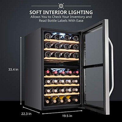 Ivation 43 Bottle Stainless Steel Dual Zone Wine Cooler