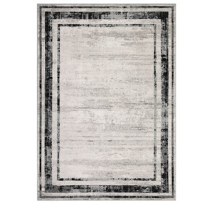 Washable Modern Bordered Rug Non Slip Low Pile Rug Soft Throw Floor Cover Foldable Indoor Carpet for Living Room Bedroom Playroom Nursery - 1 of 4