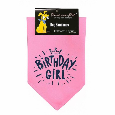Parisian Pet 'Birthday Girl' Dog Bandana – Happy Birthday Pet Outfit, Party Scarf for Dogs & Cats, Perfect Gift & Accessories, Pink