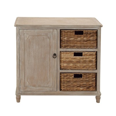 Traditional 3 Basket Wooden Cabinet Brown - Olivia & May