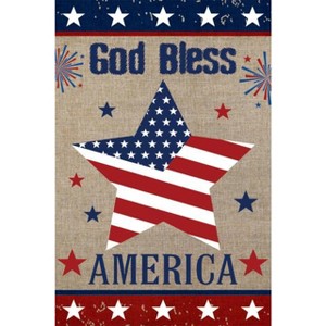 God Bless America Star Burlap House Flag 28" x 40" Briarwood Lane - 1 of 4