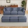 112.6" Modern Corduroy Modular Sectional Sofa Bed with Side Storage Pockets & Three Movable Ottomans - 2 of 4