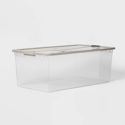 110qt Latching Tote Clear Light Gray Lid - Room Essentials™