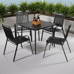 5-Piece Outdoor Patio Dining Set with 31" Square Steel Table and 4 Armchairs - 1 of 4