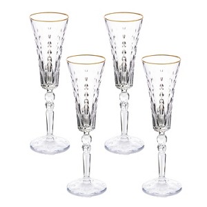 Lorren Home Trends Marilyn Gold Flutes, Set of 4 - 1 of 4