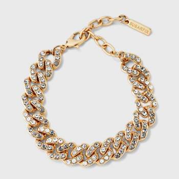 SUGARFIX by BaubleBar Gold and Crystal Curb Chain Bracelet - Gold