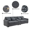 CAVINAS 114.2" Modern Sofa Couch, Linen Fabric Upholstered Sofa with Console, 2 Cupholders & 2 USB Ports Wired or Wirelessly Charged - 4 of 4
