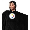 NFL Pittsburgh Steelers Team Color Bloncho with Logo Patch and Faux Shearling Inside Throw Blanket - 2 of 2