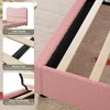 Homhougo Twin Bed Frame for Kids with Velvet Upholstered Headboard, Cute Low Profile Platform Bed for Girls and Boys Pink - 3 of 4