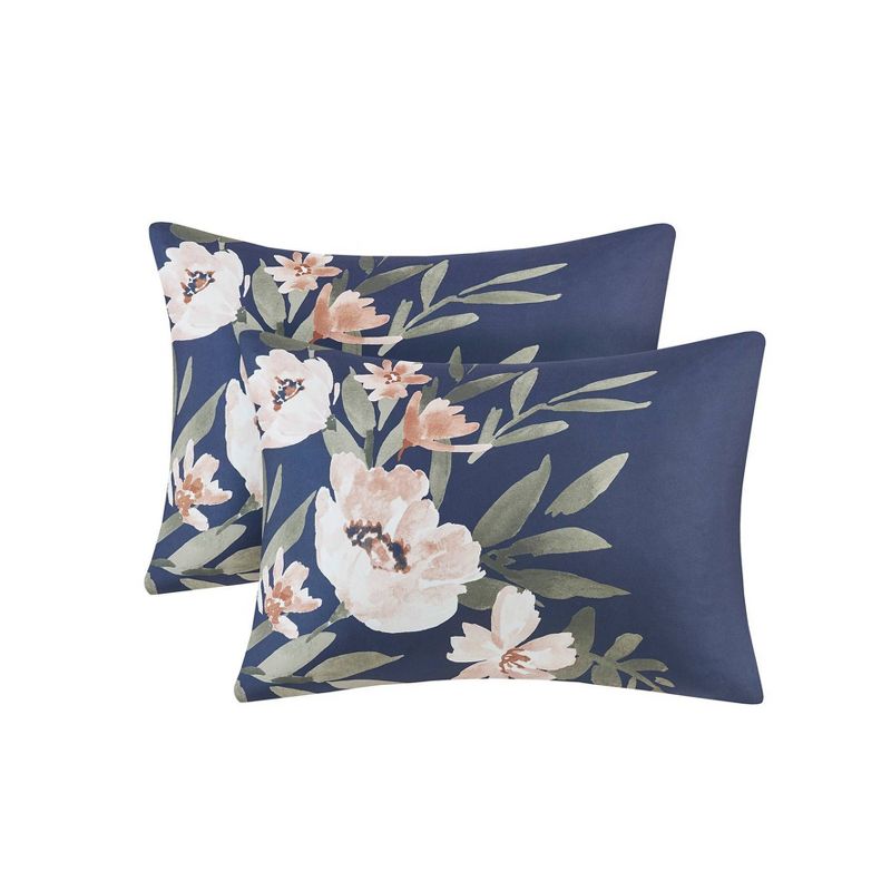 Leilani Floral Print Comforter Bedding Set Navy/Blush, 3 of 8
