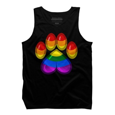 Adult Design By Humans Rainbow Pride Heart Pawprint By leashonlife Tank Top