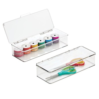 mDesign Stackable Plastic Craft, Sewing Storage Box, 2 Pack + 32 Labels ...