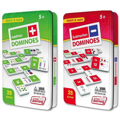 Junior Learning Addition and Subtraction Dominoes Game Set - 56 Dominoes