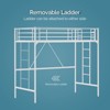 VINGLI Twin Metal Loft Bed for Kids Loft Bunk Bed Frame with Stairs/Flat Ladder Rung, No Box Spring Required, White - 3 of 4