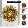 16'' Pre-Lit Christmas Wreath for Front Door, Lighted Christmas Door Wreath with Ball Ornaments,Snow Flocked Winter Wreath for Fireplace Window Party - 3 of 4