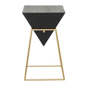 Modern Wood Accent Table Black - Olivia & May: Gold Frame, No Assembly, Metal & Wood Triangle Design - 1 of 4