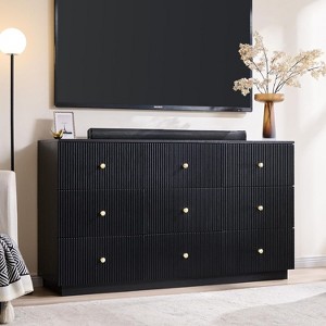 SinCiDo 9 Drawer Fluted Dresser, 55" Wide Wood Chest of Drawers with Deep Storage, Modern Storage Organizer for Bedroom, Living Room - 1 of 4