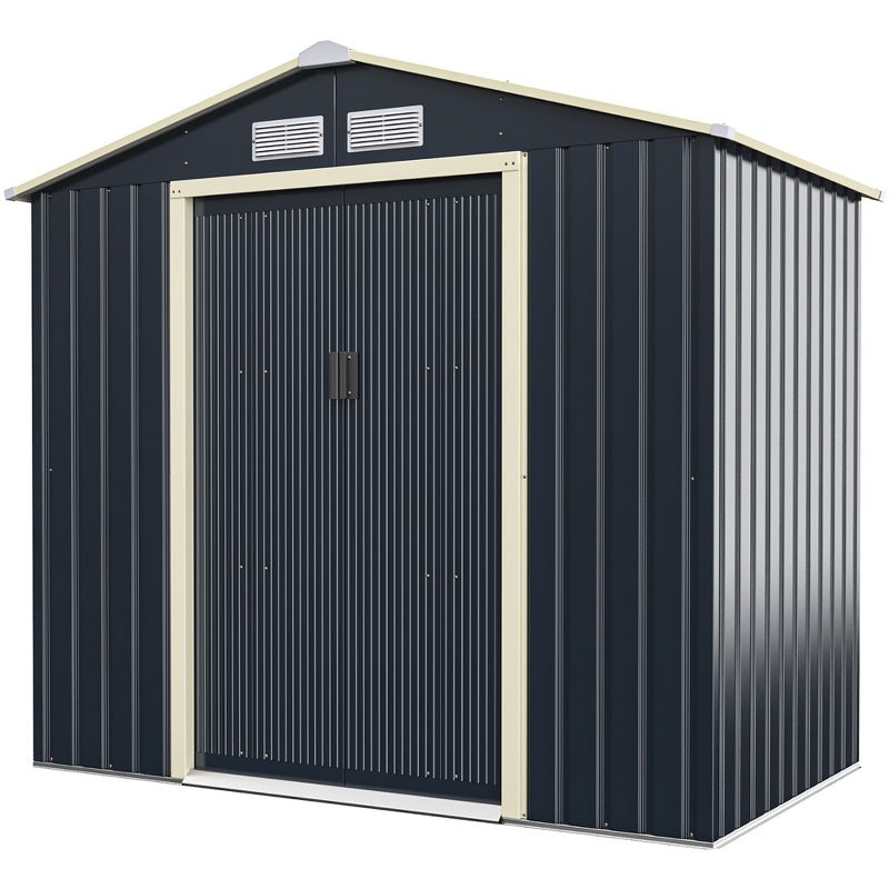 Costway Metal Storage Shed for Garden and Tools w/Sliding Double Lockable Doors, 4 of 9