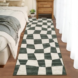 Washable Area Rugs Living Room Rug Modern Geometric Checkered Rug Soft Foldable Area Rug for Bedroom - 1 of 4