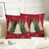 Red Christmas Decorative Pillow Covers 18x18 Set of 2 Watercolor Xmas Tree Snowflakes - 3 of 3
