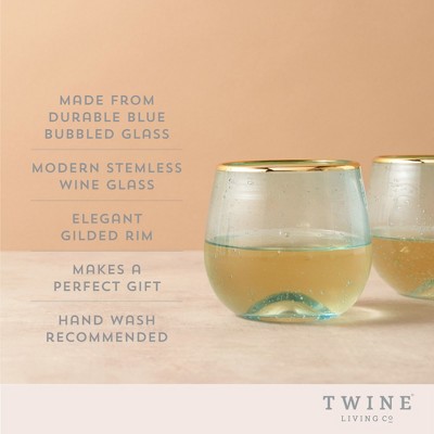Twine Aqua Bubble Wine Glasses - Thumbnail 4