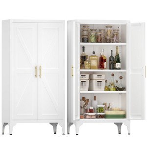 Maliang 27.56 x 13.78 x 64.96" 2 Doors Metal Storage Cabinet, Kitchen Pantry Cabinet With Adjustable Shelves - 1 of 4