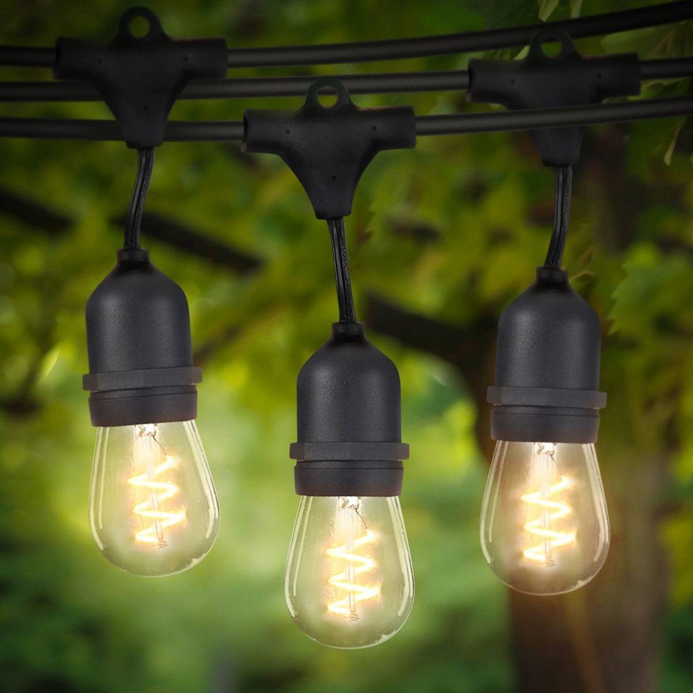 Photos - Floodlight / Street Light Brightech 15-Bulb LED Ambience Pro 2W 48ft 3000K S14 Indoor Outdoor Plug-in Hanging String Lights Spiral Filament Bulb Black