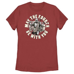 Women's Star Wars: The Mandalorian Grogu and Din Djarin May the Fourth Be With You T-Shirt - 1 of 4