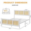 Queen Size Bed Frame with Headboard Bohemian Rattan Platform Bed Frame with Strong Metal Slats Support No Box Spring Needed Noise-Free Design, Black - 2 of 4
