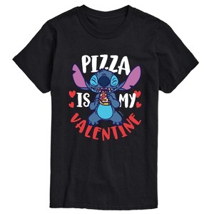Men's - Lilo and Stitch - Pizza Is My Valentine Short Sleeve Graphic T-Shirt - 1 of 4