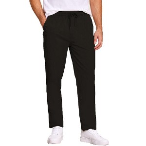 COOFANDY Men's Casual Cotton Pants Regular Fit Elastic Waist Drawstring Twill Pants Straight Leg Chino Pants - 1 of 4