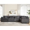 Oversized Modular Sectional Sofa Couch Set, 5-Seater L-Shaped Sectional for Living Room, Corduroy Upholstered Modular Sofa with 7 Free Pillows - 3 of 4